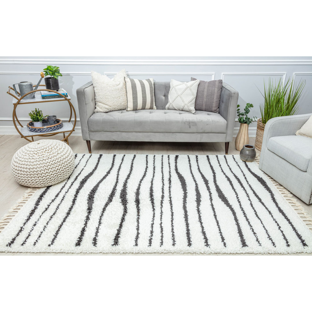 Graham Bennett Modern Daydream White Area Rug George Oliver Rug 