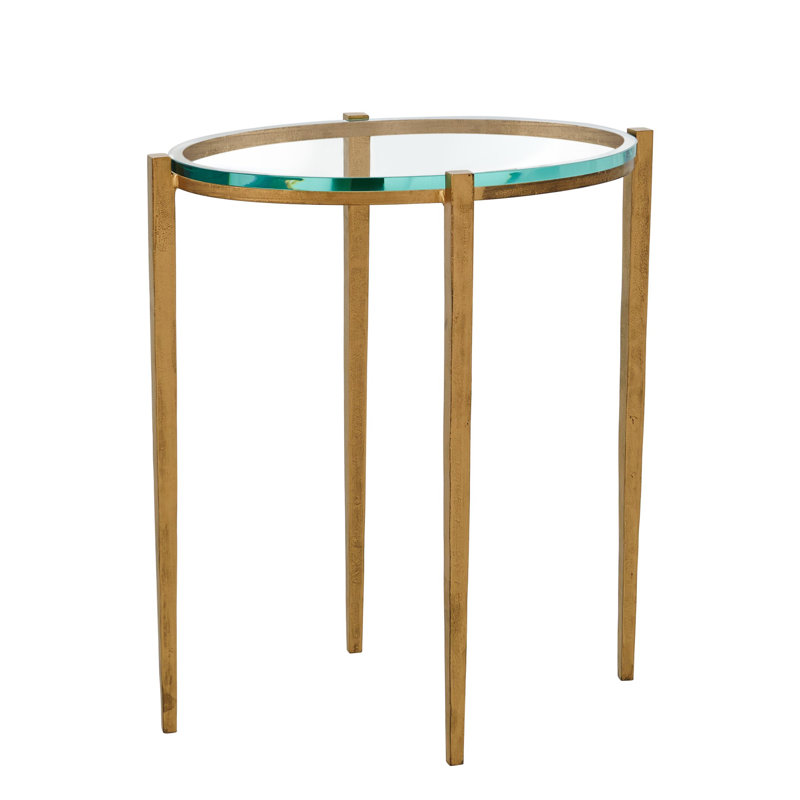 Petite Oval Accent Table, Antique Gold