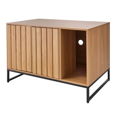Meuble à litière 31,5 po avec bac à litière et rangement pour chat | Panneau imperméable et anti-odeurs fermé | 36,03 po x 24,41 po x 5,52 po | Idéal pour la chambre à coucher / salon | Mobilier pour animaux de compagnie les mieux cotés, salle de bain pour chat indispensable