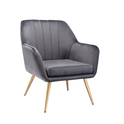 41.4cm H Velvet Upholstered Armchair