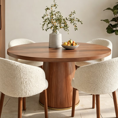Table de cuisine à piédestal en bois massif et noyer Holguin