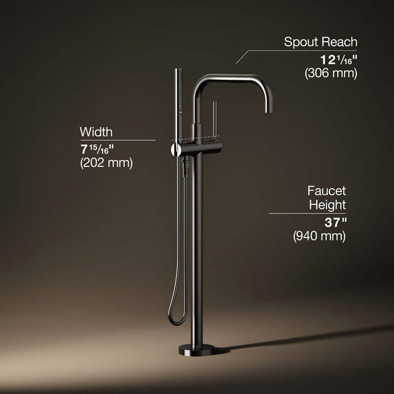 Purist® Floor-Mount Bath Filler Trim with Handshower, Vibrant Titanium