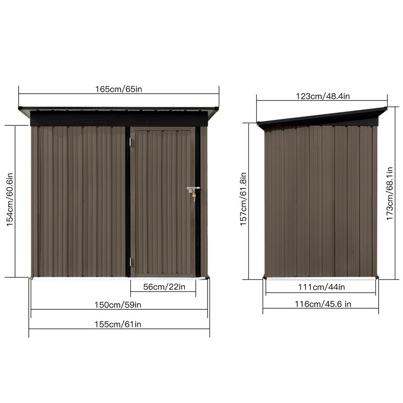 Remise en métal de 5 pi 4 pi - verrouillable, imperméable, imperméable pour jardin, verrouillable