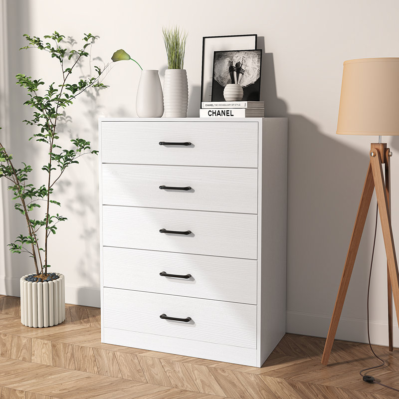 Teddy 27.55'' W 5 - Drawer Dresser, White