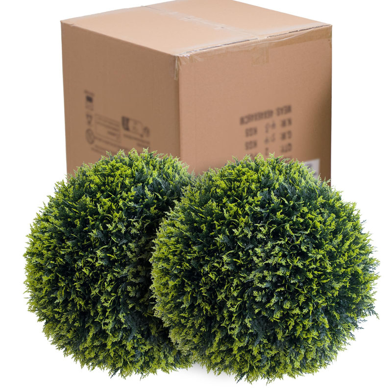 Set of 2 55 cm Artificial Topiary Hanging Balls – Faux Leaf Ornaments with Pre-Attached Chains, UV-Protected Decorative Grass Balls for Garden, Wedding, Home, Indoor/Outdoor Decor