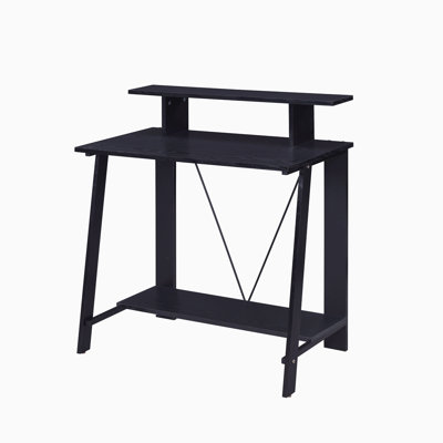 Bureau d'écriture noir avec tablette supérieure