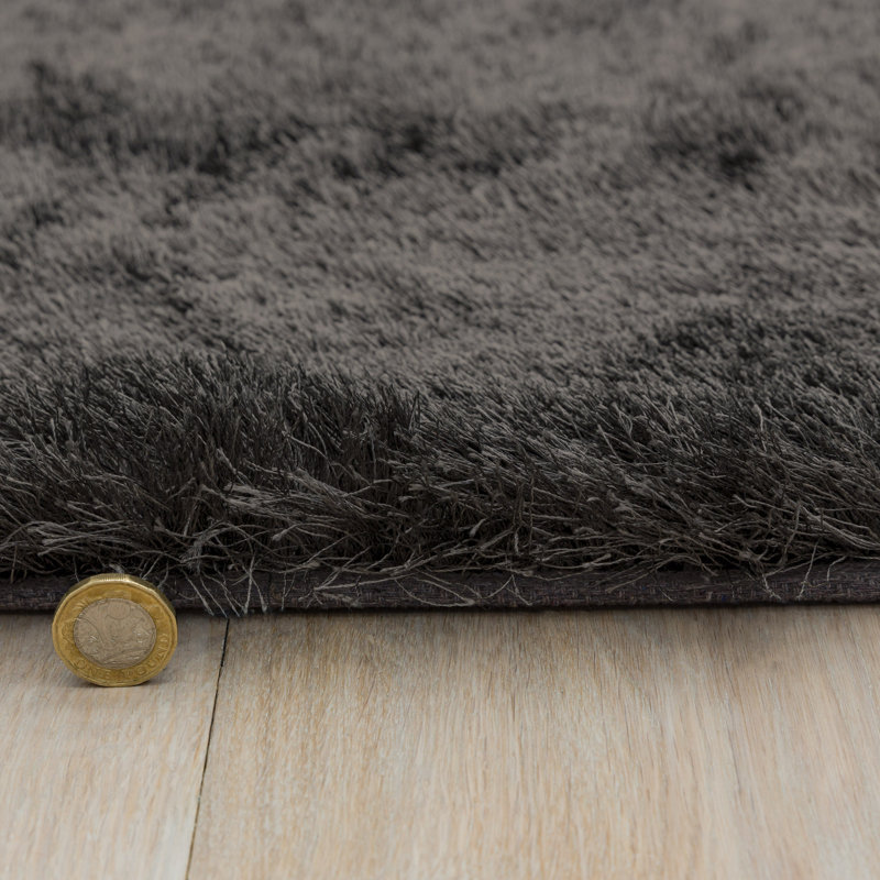Makaila Silky Shaggy Graphite Area Rug, Rectangle 90 x 150cm