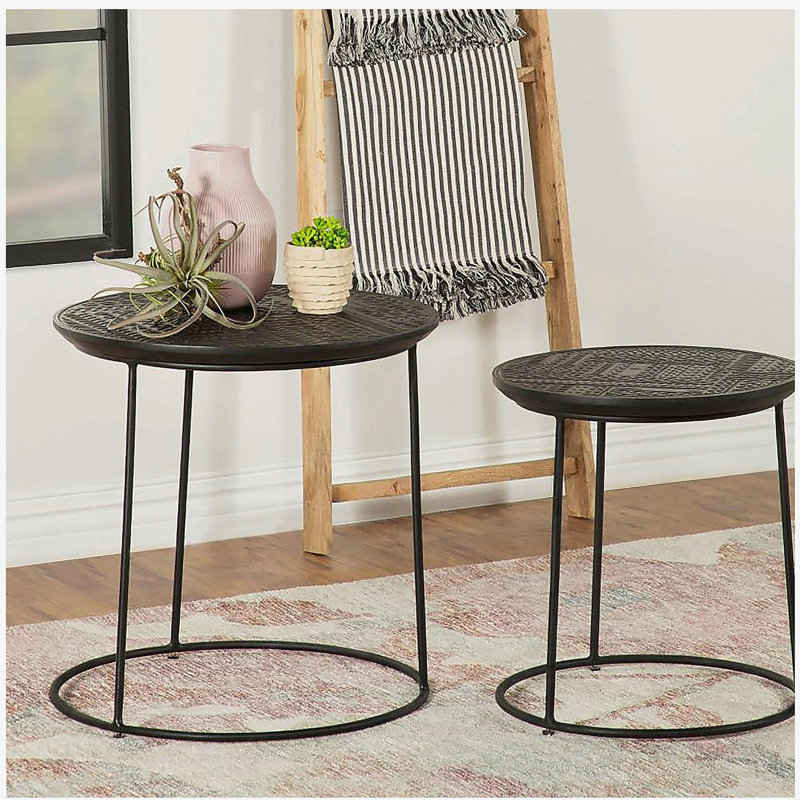 Ensemble de 2 tables gigognes noir mat