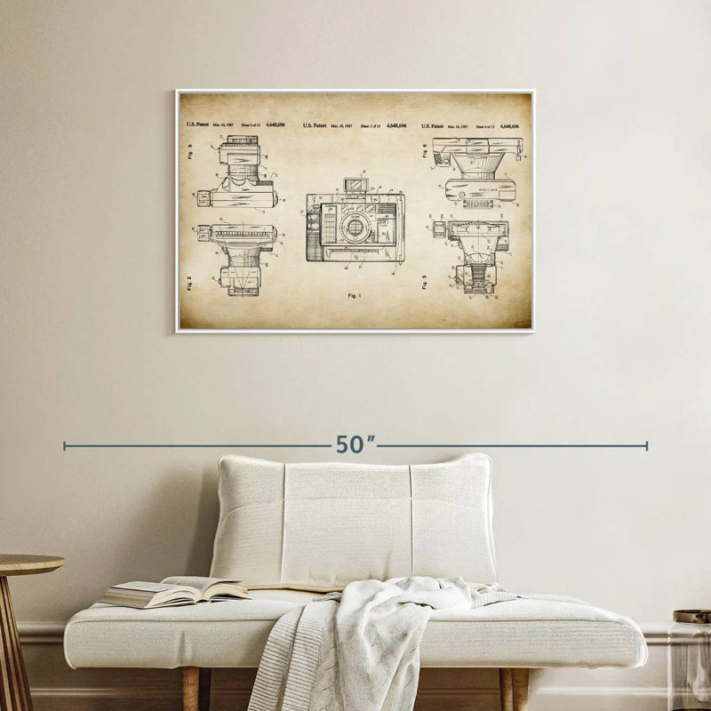 Automatic Focus Camera Patent, 37" X 25", Floating Frame White