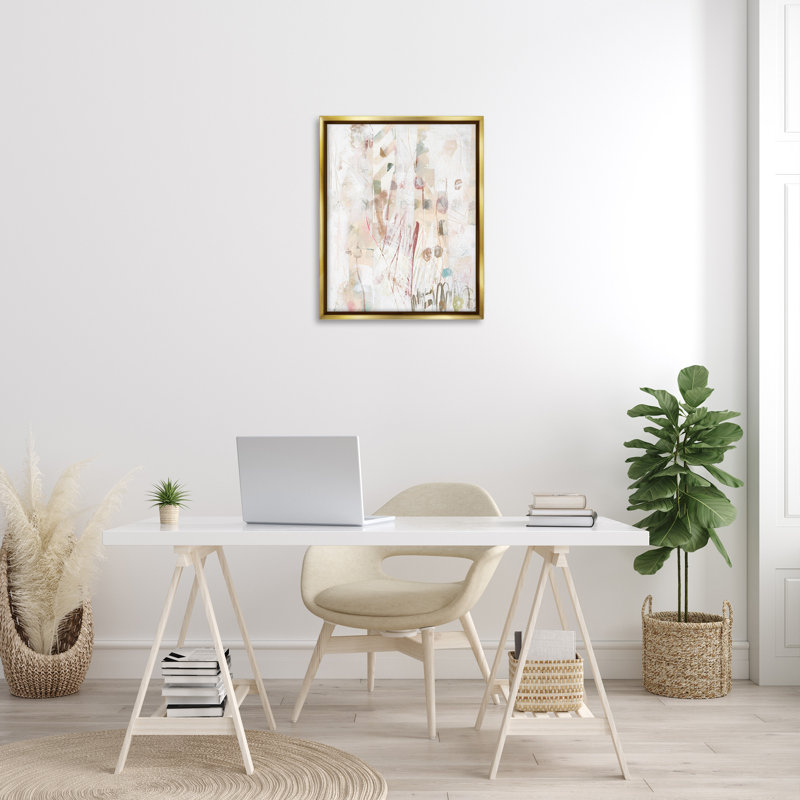 «Soft Neutral Motif» par June Erica Vess sur toile, Cadre flottant métallique doré, H 31 po x l 25 po