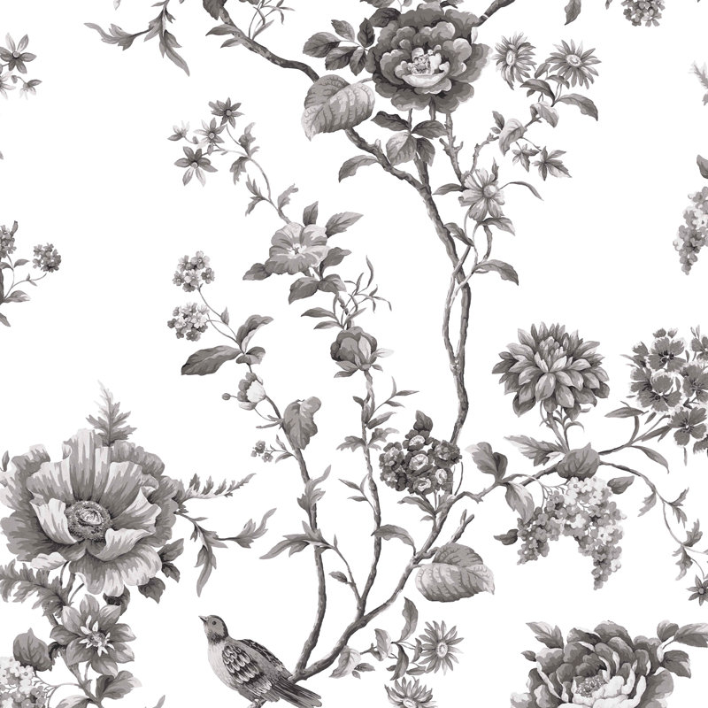 Floral Vine Russet Wallpaper, Black