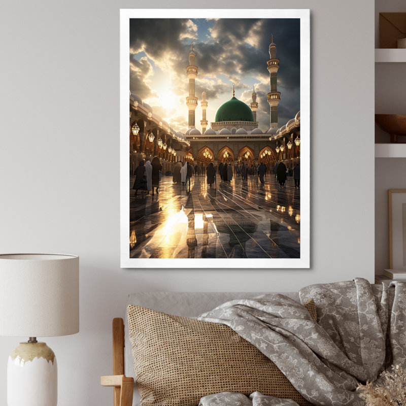 Mosquée de Rinnel - Art mural, Cadre simple blanc, H 40 po x l 30 po x P 1,5 po