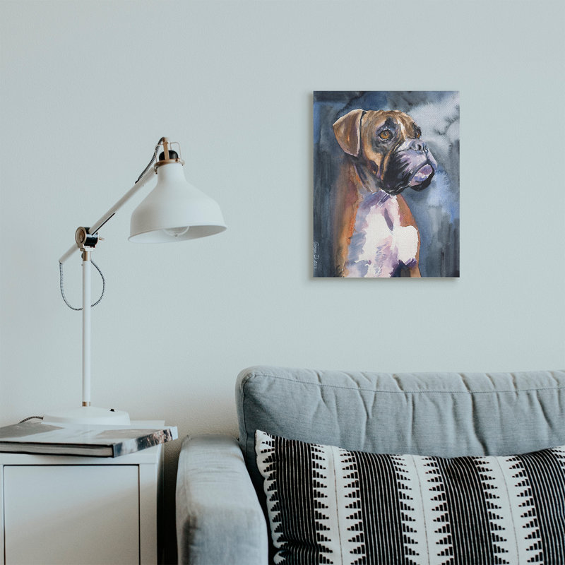 Adorable animal de compagnie Boxer, H 20 po x l 16 po, Toile tendue