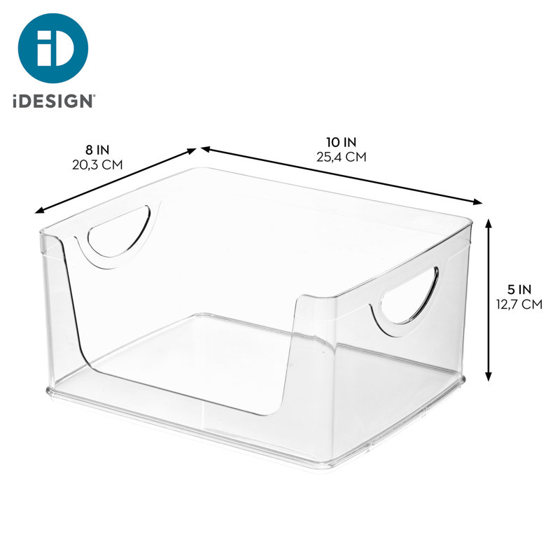 iDesign Stackable Open-Front Storage Bins with Handles for Kitchen and Pantry - Set of 4 - Clear