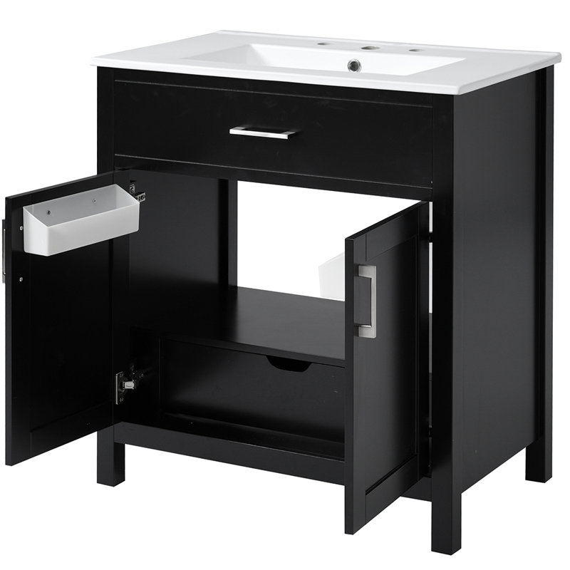 Meuble-lavabo de salle de bain avec lavabo en céramique et rangement spacieux Le choix parfait pour les petites salles de bain