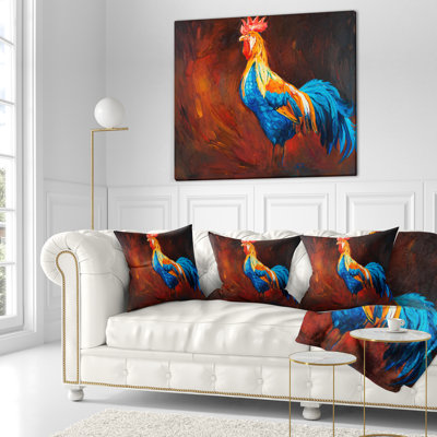 Coussin Blue and Orange Rooster