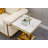 22.8" Square Marble End Table, Modern White Sofa Side Table with Mirrored Stainless Steel Base, Luxury Faux Marble Accent End Table Bedside Table Nightstand for Living Room Bedroom Office-253684500