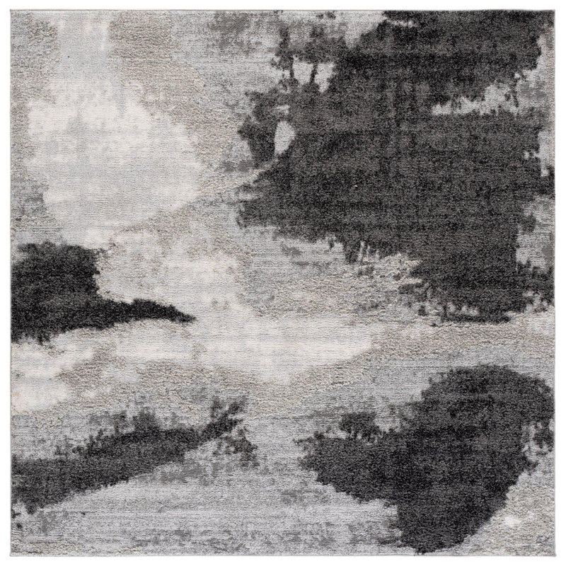 Wave Performance Abstract Indoor Rug, Square 6'7"