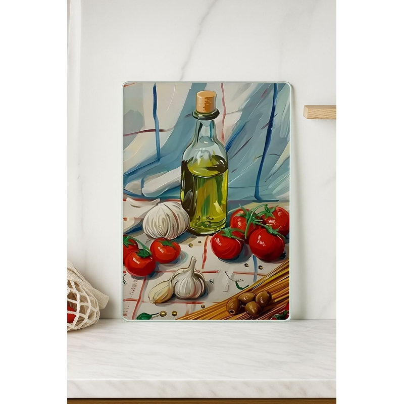 Durable Tempered Glass Cutting Board, 7.9 x 11.8 inches | 100% Antibacterial, Non-Slip Silicone Feet | Easy Clean Surface, Perfect for Food Prep & Kitchen Use, Not Dishwasher, Microwave, or Oven Safe