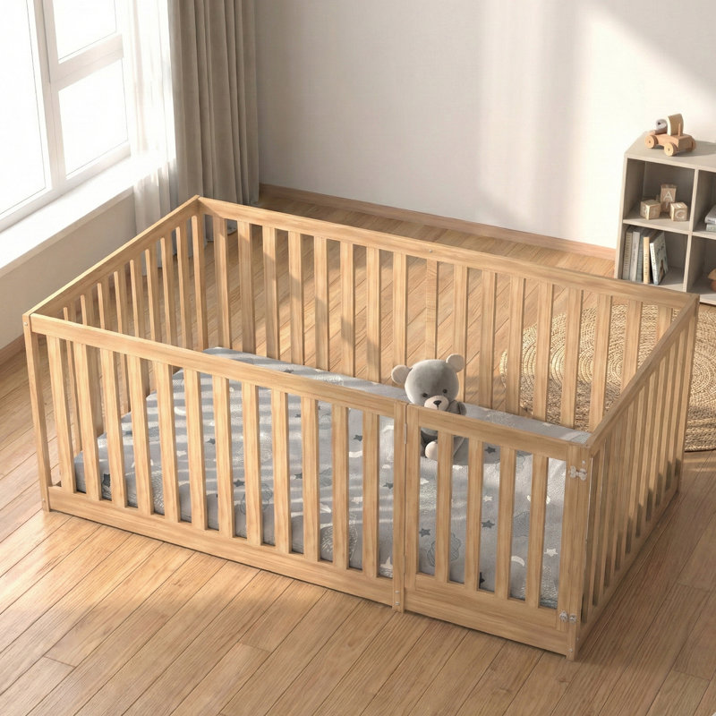 MIMI BEDS Cadre de lit Little Dreamer, lit en bois pour tout-petits, simple, naturel, Naturel, Lit simple