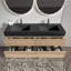 Meuble-lavabo en chêne brut de 60 po (30 po * 2) avec lavabo à surface solide noir mat et tiroirs souples, fixation murale flottante-134281421-134281424-134281425