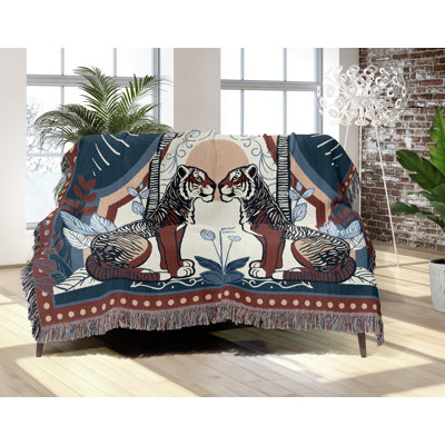 Faya Tiger Cotton Blend Blanket Throw