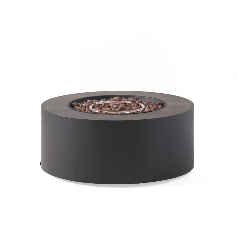 32" Patio 40,000 BTU Round Iron Propane Fire Pit, Dark Grey (Tank Cover Not Included)