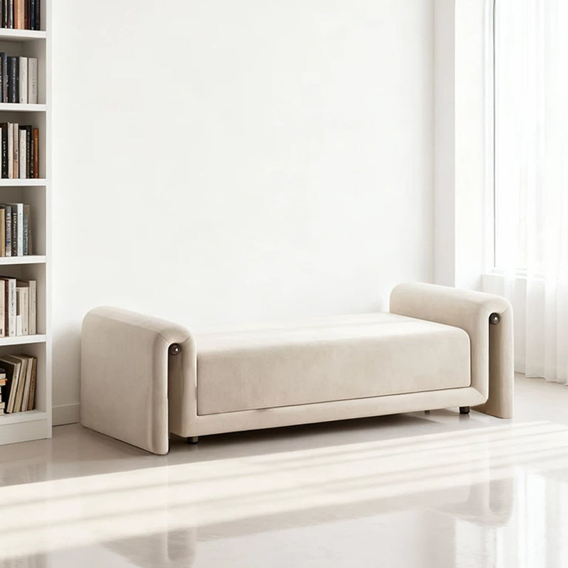 Banc rembourré blanc, H 29,53 po x l 78,74 po x P 29,53 po, Blanc