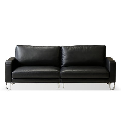 Black Genuine Leather Modular Sofa cushion couch