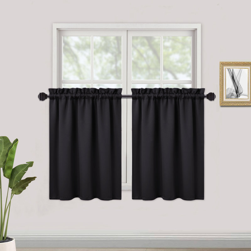 Kitchen Curtain, 66cm W x 76cm L, Black