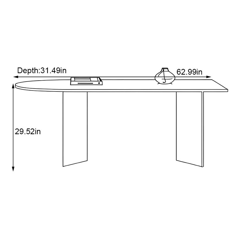 Table de roche simple en bois massif noir, H 29,52 po x L 62,99 po x l 31,49 po
