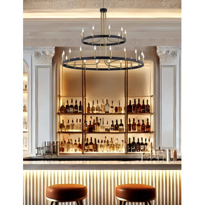 27 - Light Dimmable LED Wagon Wheel Chandelier