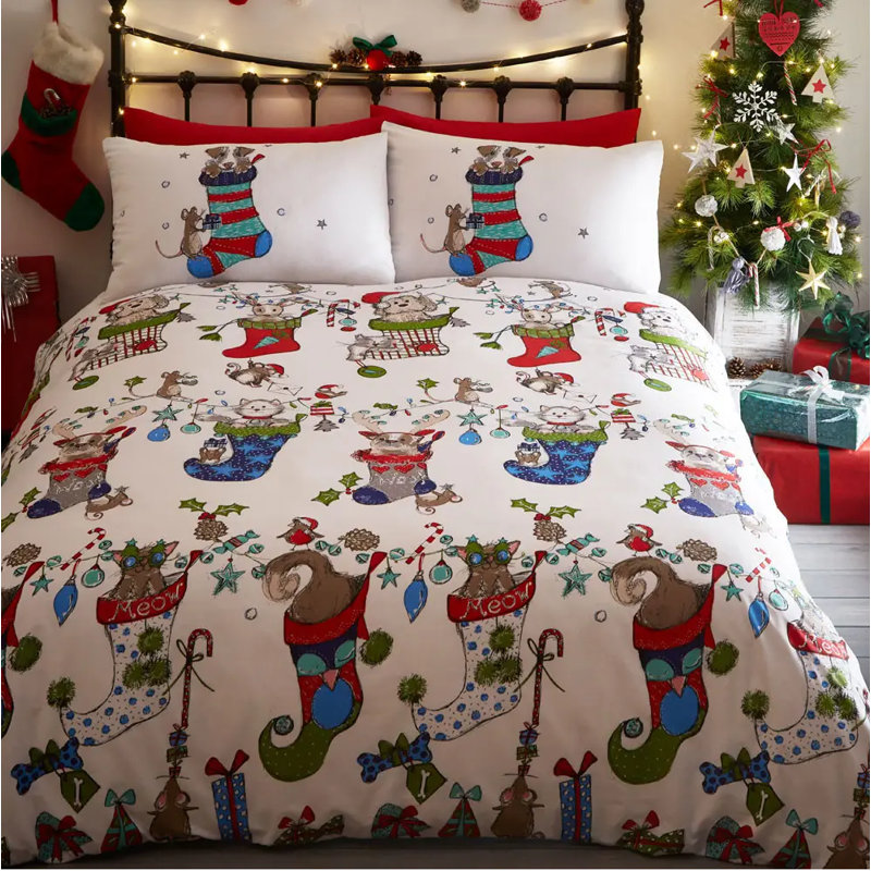 Cotton Blend Abstract Duvet Cover Set with Pillowcases, 200 x 200cm Duvet Cover + 2 Standard Pillowcases