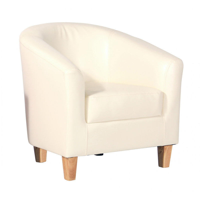 Brummett Faux Leather Accent Chair, Cream
