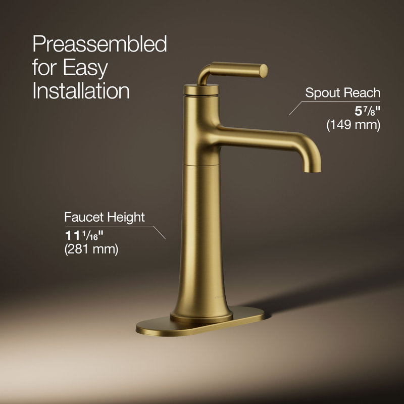 Tone Single-Handle Bathroom Sink Faucet, 1.2, Vibrant Brushed Modern Brass