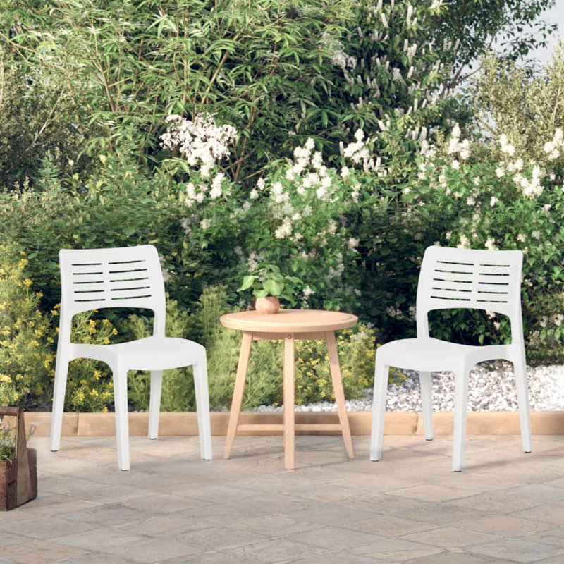 Popel Stackable Outdoor Patio Dining Side Chair with Cushion, White