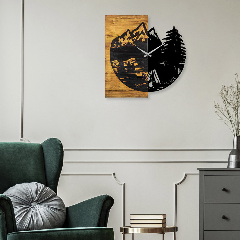 Elegant Wooden Wall Clock, 22.0 x 1.2 x 22.8 inches | 100% Real Walnut Wood & Metal, Silent Mechanism | Unique Color Variations, Perfect for Home Decor, Living Room & Office | Stylish and Functional Design