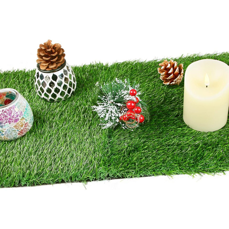 Green Artificial Grass Square Mats, 6 Pack 12"X12" Fake...