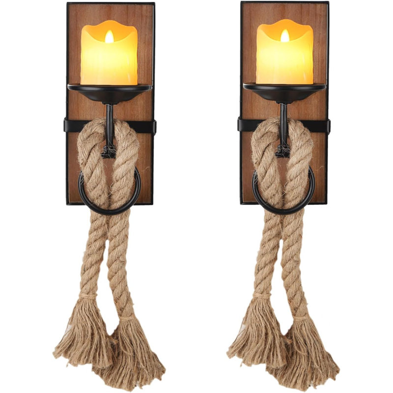Wall Lamp Candle Holder Black Wall Mounted