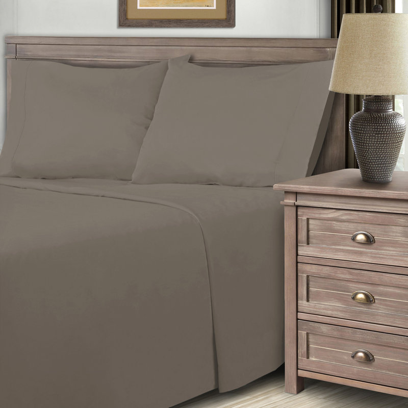 Cotton Blend 600 Thread Count Solid Deep Pocket Bed Sheet Set, King Sheet Set + Fitted Sheet + Pillowcase, Gray