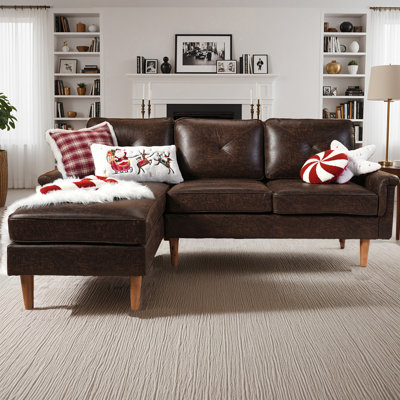 Canapé modulaire 86,61 ", canapé en L avec méridienne, canapé en tissu d'ameublement 4 places moderne en suède pour appartement et salon