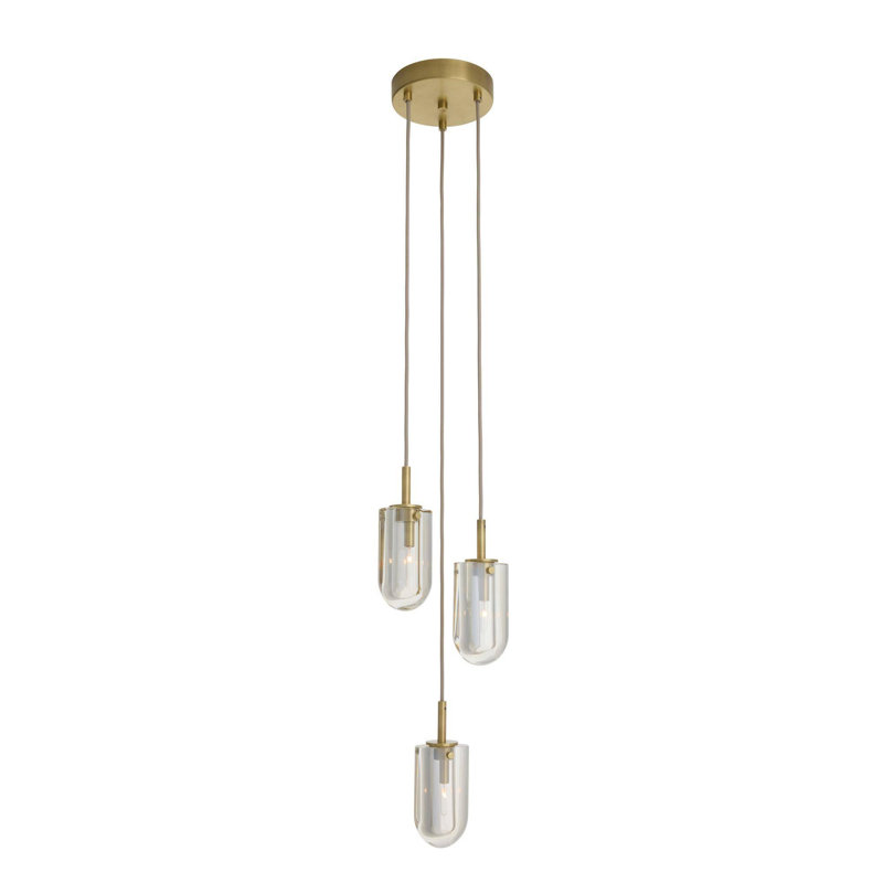 Javier Multi-Port Chandelier, Champagne, Antique Brass, 3 Lights
