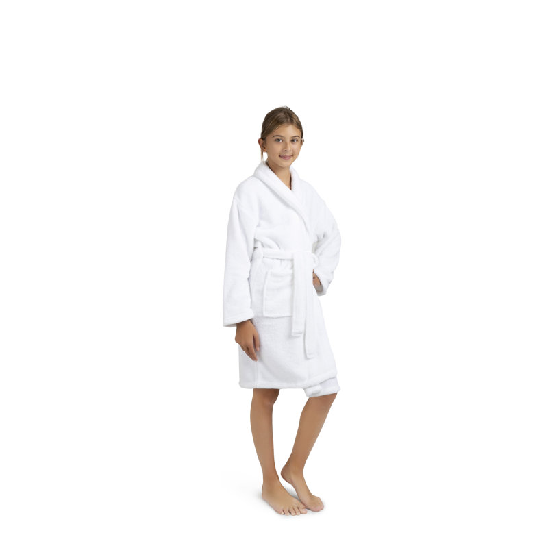 Peignoir en molleton pour enfants châle en molleton pour enfants, Enfants (7 à 8 ans) - Moyen, Blanc