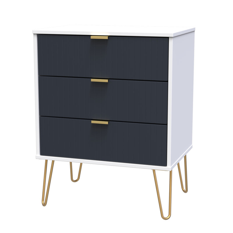 Beranda 3 Drawer Chest (Ready Assembled), Indigo Matt/White