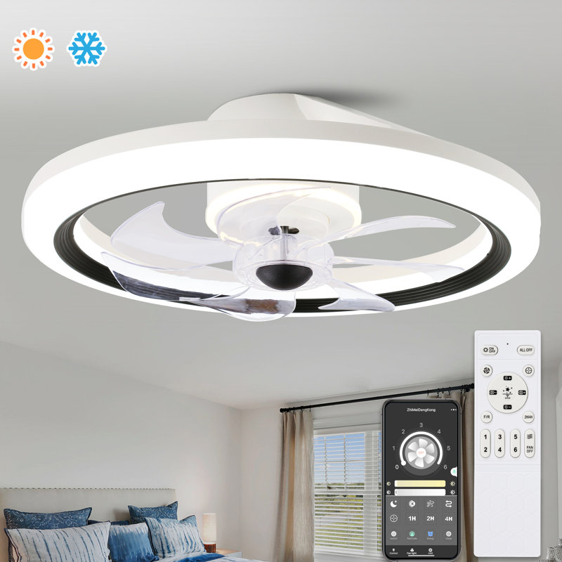 Ventilateur de plafond de chambre à coucher 20 po Folkeus avec lumières DEL à intensité variable et télécommande, 6 vitesses