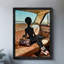Reproduction d'art encadrée noire, ballerine exotique dans une voiture rétro-1312664561
