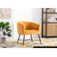 Chaise d'appoint rembourrée en velours jaune moutarde avec pieds en métal noir, siège de salon élégant pour adultes