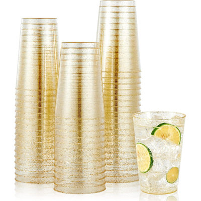 100 Pack 12oz Gold Plastic Cups