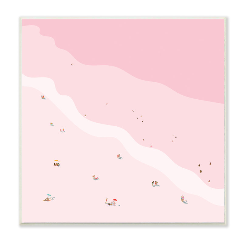 Rose plage vague côtière nautique glam, H 12 po x l 12 po x P 0,5 po, Plaque de bois