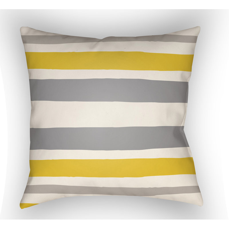 Littles Striped Throw Pillow, 22" H x 22" W x 5" D, Grey/Yellow